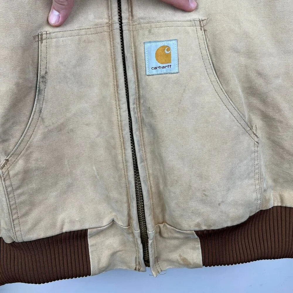Vintage Carhartt J04 BRN men's canvas bomber jacket size 2XL